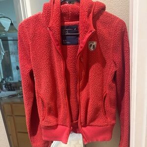 A&E red sherpa zip up